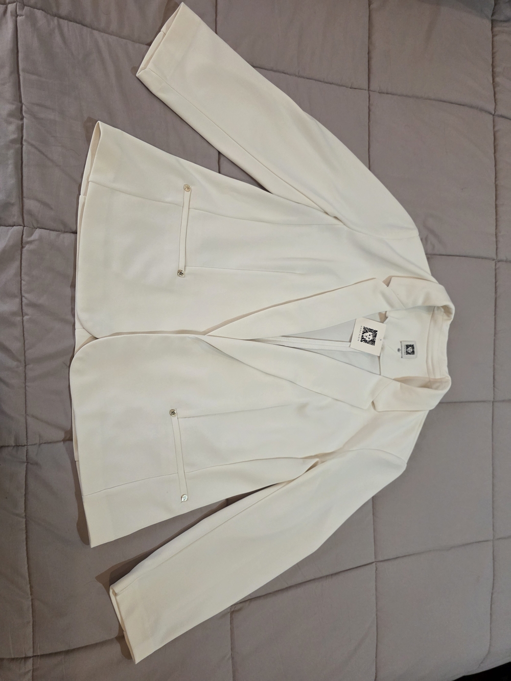Anne Klein Off White Open-Front Blazer Jacket Size L NWT - Picture 3 of 15